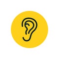 Ear vector icon symbol. Human ear listen hear line icon