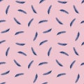 Ear of wheat blue random silhouettes seamless pattern. Pink background. Agriculture style. Farm print