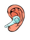 Ear with wireless earbud