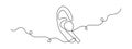 Ear with wireless earphone one-line art,hand drawn hearing gadget continuous contour,listening audio headset concept,world deaf