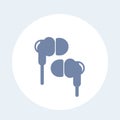 Earbud Headphones icon on white, vector