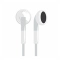 Earbud Headphones plugs wireless. Wireless Earphones garniture electronic gadget in light white. vector illustration