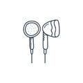 earbud icon vector from music concept. Thin line illustration of earbud editable stroke. earbud linear sign for use on web and Royalty Free Stock Photo