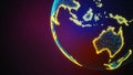 Earch globe point, line, composition representing global, network connection, international significance. 3d rendering
