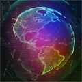 Earch globe, world map point, line, composition representing global, network connection