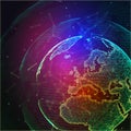 Earch globe, world map point, line, composition representing global, network connection, international significance