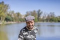 Earded mature man at a lake Royalty Free Stock Photo