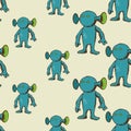 Eared alien seamless pattern