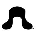 Earflapped fur hat Ushanka russion hatwear icon black color vector illustration flat style image