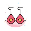 Earing, Love, Heart Abstract Flat Color Icon Template