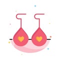 Earing, Love, Heart Abstract Flat Color Icon Template