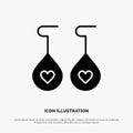 Earing, Love, Heart Solid Black Glyph Icon