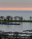 Earl Morning Light Over Belmont Harbor on Lake Michigan #1 Royalty Free Stock Photo