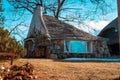 Charlevoix, MI /USA - March 3rd 2018: Earl Youngs Half House designed using his mushroom house design