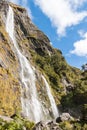 Earland Falls waterfall on Routeburn Track in Fiordland National Park, New Zealand