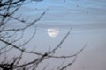 Early morning moon setting on an autumn day over East Grinstead Royalty Free Stock Photo