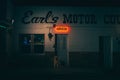 Earls Route 66 Motor Court motel at night, Winslow, Arizona