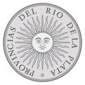 Early Argentinian silver coin with Sun of May