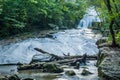 Early Atumn View from the Base of Roaring Run Waterfalls in Virginia, USA Royalty Free Stock Photo