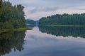 Early August morning in the skerries of Ladoga lake. Karelia Royalty Free Stock Photo