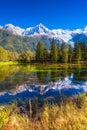 Provence. The lake reflected the Alps