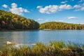 Early autumn color at Greenbrier Lake, at Greenbrier State Park in Maryland Royalty Free Stock Photo