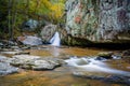 Early autumn color and Kilgore Falls, at Rocks State Park, Maryland. Royalty Free Stock Photo