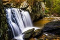 Early autumn color at Kilgore Falls, at Rocks State Park, Maryland. Royalty Free Stock Photo