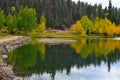 Early autumn at Duck Creek. Reflection of yellow trees in a lake. Royalty Free Stock Photo