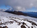 Early autumn snow in the mountains of Navarino island, Province of Chilean Antarctica, Chile Royalty Free Stock Photo