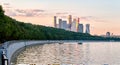 Early autumn sunset over Moscow river