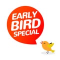 Early bird discount vector special offer sale icon. Early bird icon cartoon promo sign banner Royalty Free Stock Photo