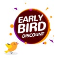 Early bird discount vector special offer sale icon. Early bird icon cartoon promo sign banner Royalty Free Stock Photo