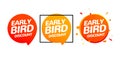 Early bird discount vector special offer sale icon set. Early bird icon cartoon promo sign banner Royalty Free Stock Photo