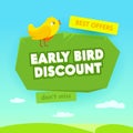 Early Bird Sale Advertising Banner with Typography. Ad Promotion Poster, Flyer Branding Template Design for Shopping Royalty Free Stock Photo