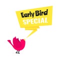 Early bird special offer discount sale event banner flat style design vector illustration. Royalty Free Stock Photo