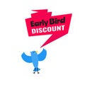 Early bird special offer discount sale event banner flat style design vector illustration. Royalty Free Stock Photo