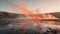 Early Civilization Era Cooling Lava Lake with Steam Royalty Free Stock Photo