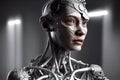 3D rendering Metal Cyborg woman