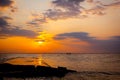 Early dawn, sunrise, morning over Mediterranean sea Royalty Free Stock Photo