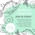 Early dining deals, restaurant discounts vector