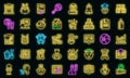 Early educations icons set vector neon