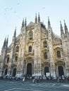 Early Evening Duomo Cathedral View Square In Milan, Italy