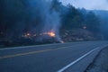 Early Evening View of the Forest Fire on Catawba Mountain Royalty Free Stock Photo