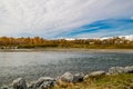 Early fall snow on the foothills and Bow River. Wyndham and Carsland Provincial Park. Alberta Canada Royalty Free Stock Photo