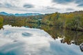 Early fall View of the James River with the Blue Ridge Mountains in the Background Royalty Free Stock Photo