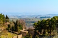 Early foggy morning. Beautiful spring landscape in Tuscany, Italy, Europe Royalty Free Stock Photo