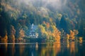 Early foggy morning on the Bled lake