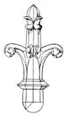Early Gothic Finial, three dimensional cross, vintage engraving