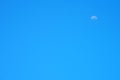 Early half moon clear blue autumn morning sky natural background